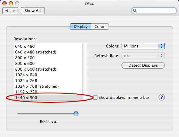 install new screen resolutions for external mac